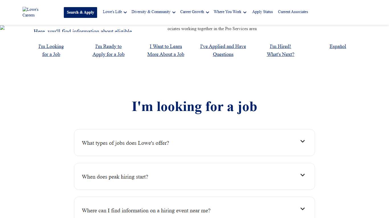 Frequently Asked Questions Lowe's Careers